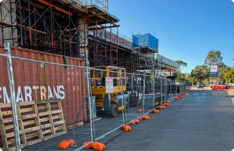Temporary fencing panels securing a construction site boundary in Dubbo and regional NSW