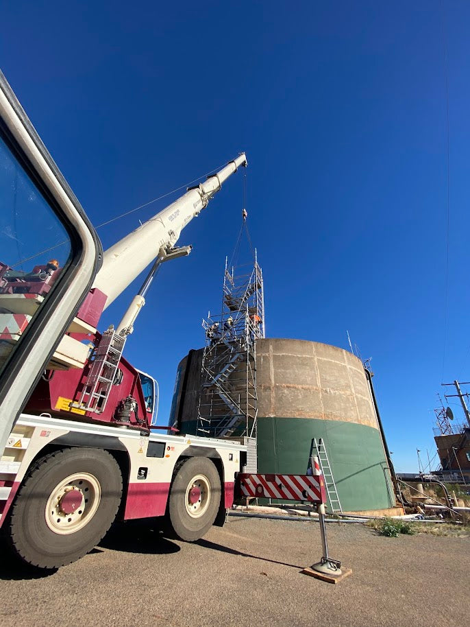 Crane operating at a Dubbo mine site for heavy lifting and construction w