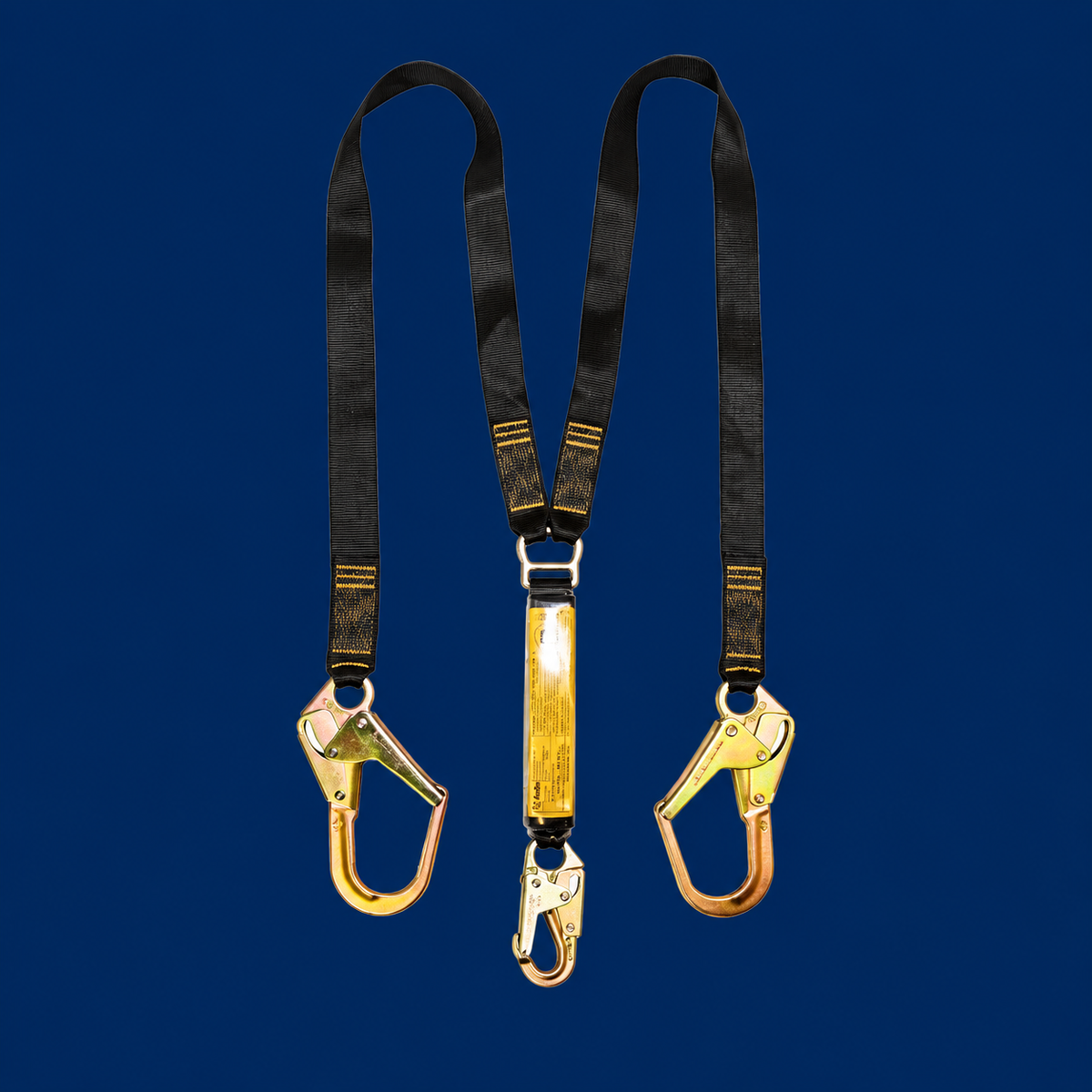  B-Safe Shock Absorbing Twin Lanyard with Webbing and Snap/Scaffold Hooks - 1.5m